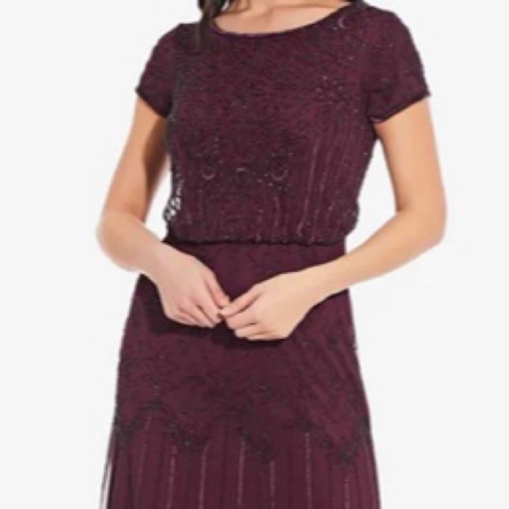 SHORT SLEEVE BLOUSON BEADED GOWN